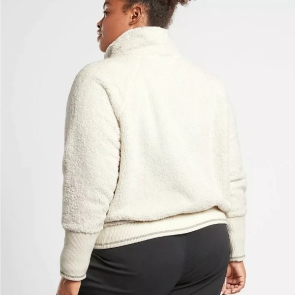 ATHLETA Tugga Sherpa Bomber Jacket Natural White Zip Front - Picture 5 of 9